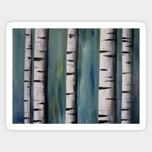 Birch Trees Acrylic Painting Sticker